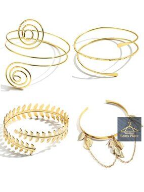 4-6 Pcs Adjustable Arm Cuff Set - Upper Arm Bangle Bracelets for Women